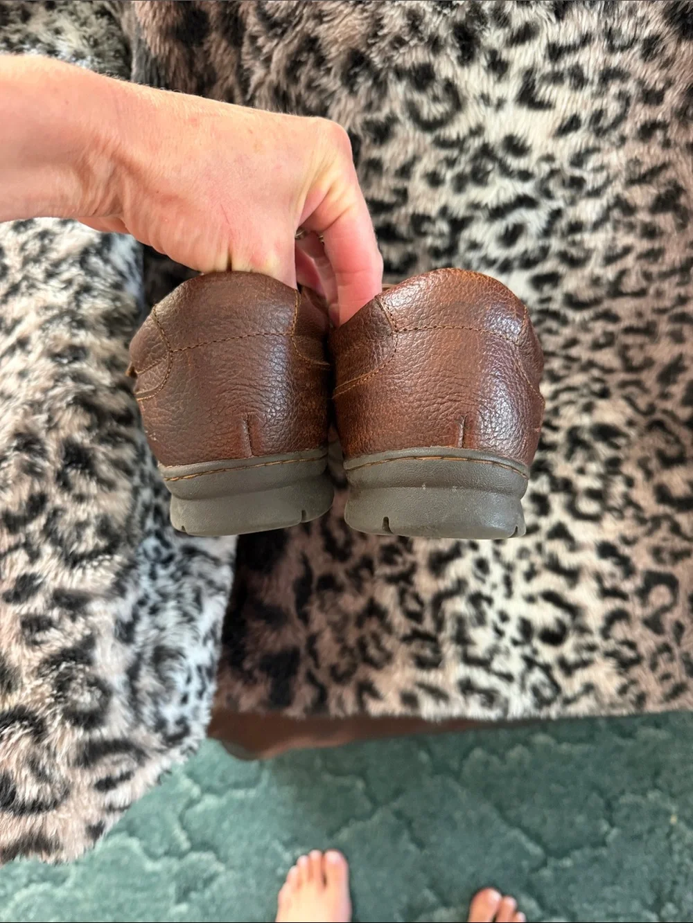 Brown WoMen's Slip-On Leather Loafers Sz 11